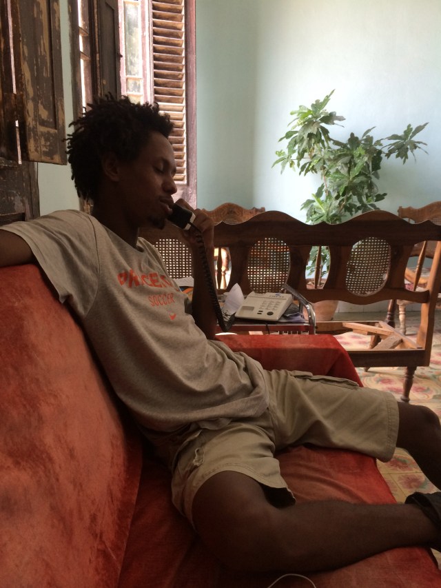 Reynier in his apartment in La Havana