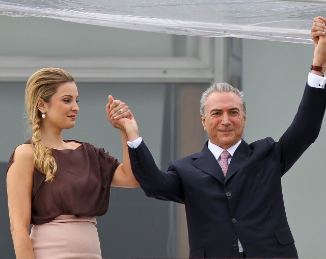 VP Michel Temer and wife Marcela. He complains about being used as "decorative"